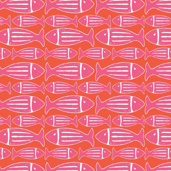Pink Fish - Kate Nelligan Design Cotton Fabric by the Yard