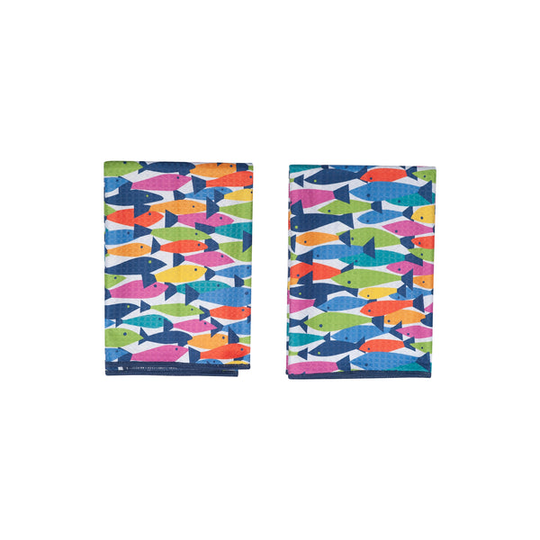 Rainbow Fish Double Duty Reversible Towel Set (set of 2)