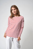 Women's Striped Boatneck Shirt in Red/White