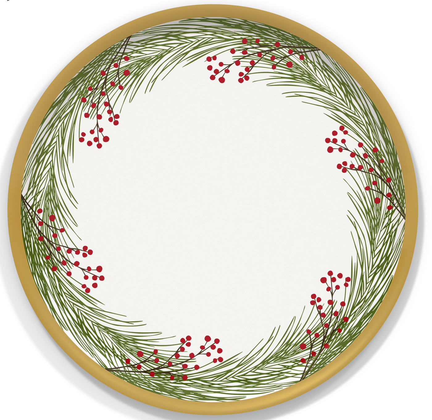 Winterberry Pine Round Wooden Tray