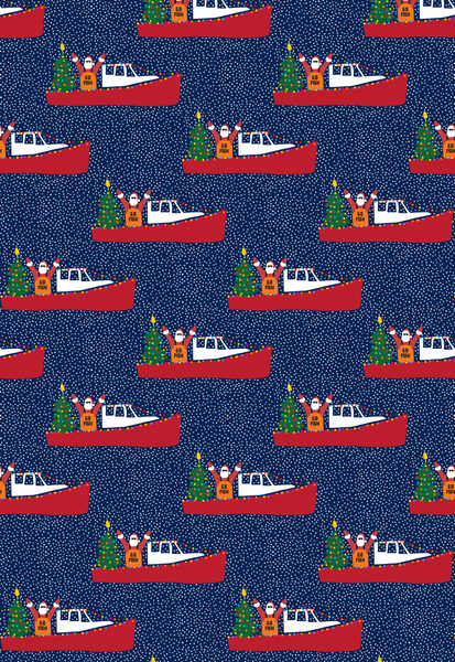 Santa Boat Wrapping Paper by Kate Nelligan