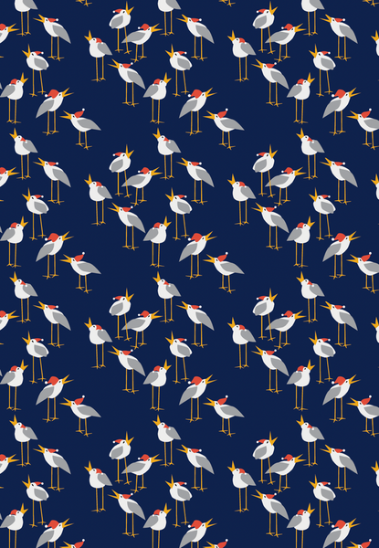 Caroling Seagulls Wrapping Paper by Kate Nelligan