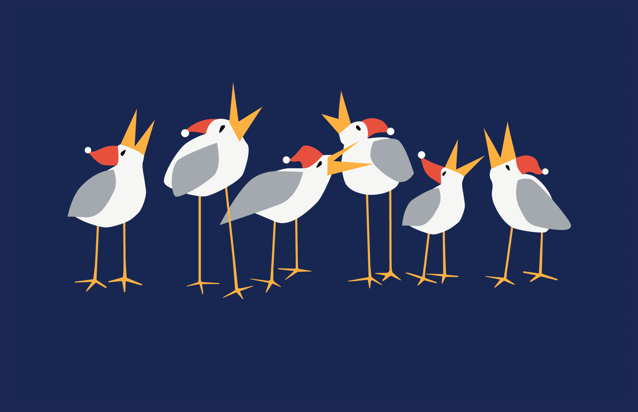 Caroling Seagulls Vinyl Placemat