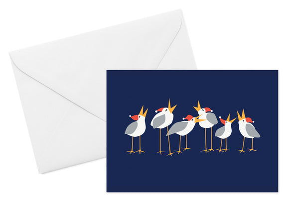 Caroling Seagulls Card