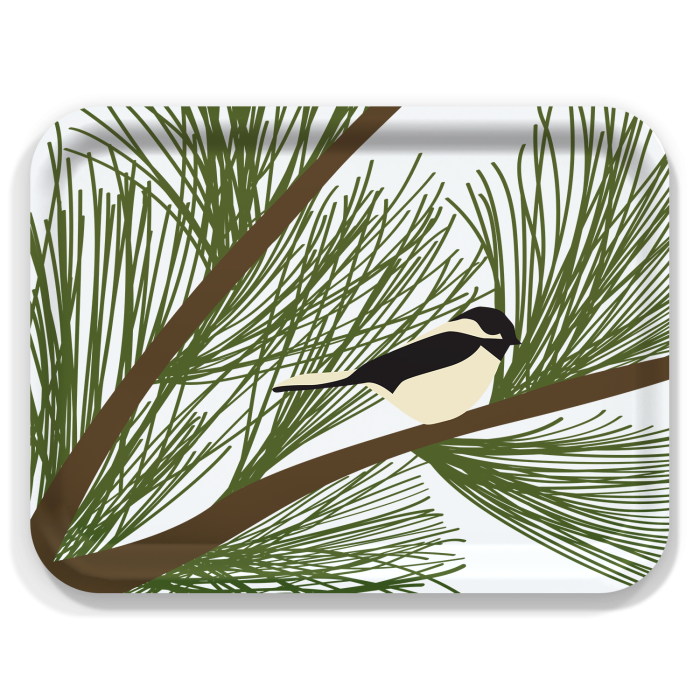 Chickadee Pine Large Wooden Tray