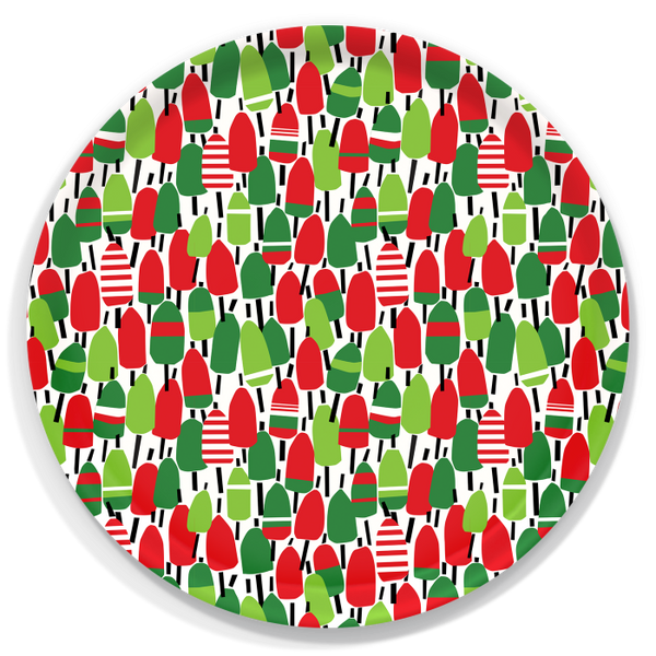 Holiday Buoys Large Round Wooden Tray