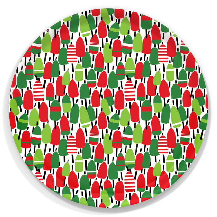 Holiday Buoys Large Round Wooden Tray