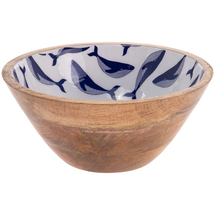 Whales Wood Serving Bowl