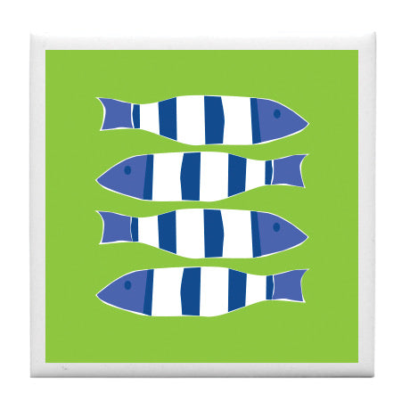 Green Blue Picket Fish Coaster