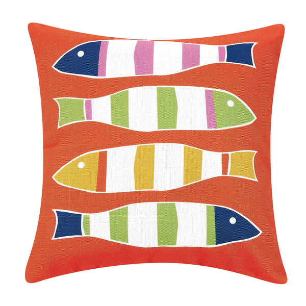 Indoor Outdoor Orange Picket Fish Pillow