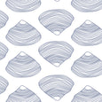 Clamshell in White with Navy - Kate Nelligan Design Cotton Fabric by the Yard