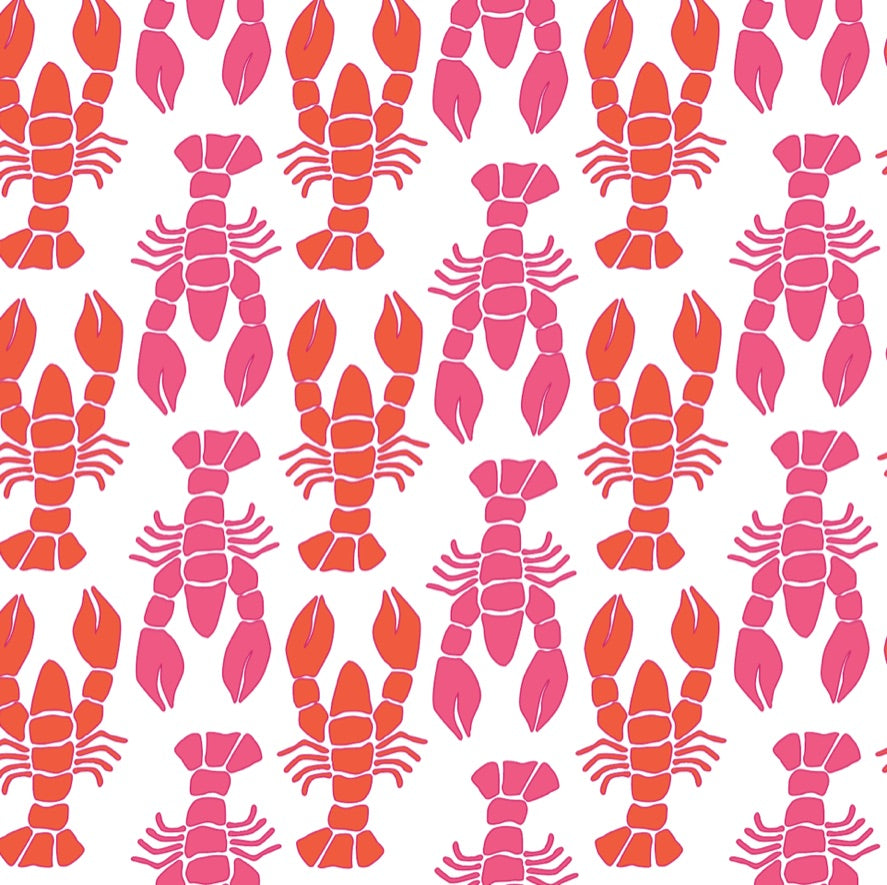 Pink Lobsters - Kate Nelligan Design Canvas Fabric by the Yard