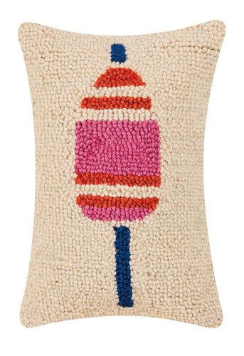 Pink Striped Buoy Hooked Pillow