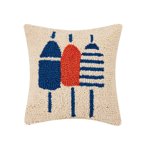 Red White & Blue Buoys Hooked Pillow