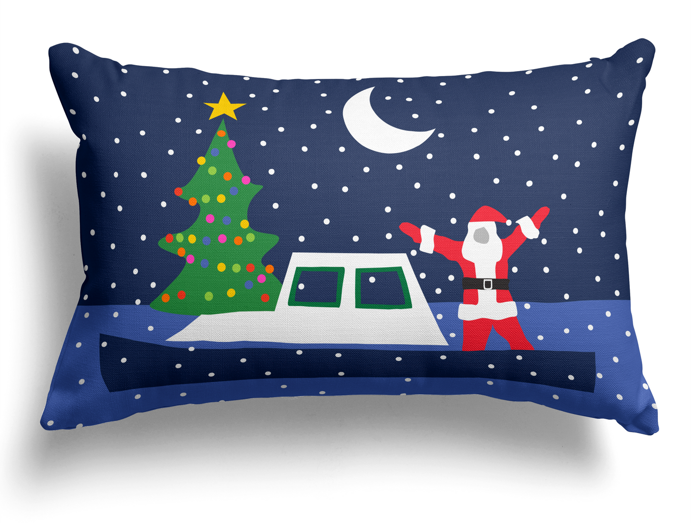 Santa Boat Lumbar Pillow