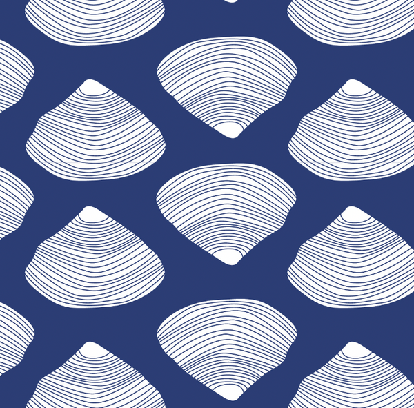 Clamshell in Navy - Kate Nelligan Design Cotton Fabric by the Yard