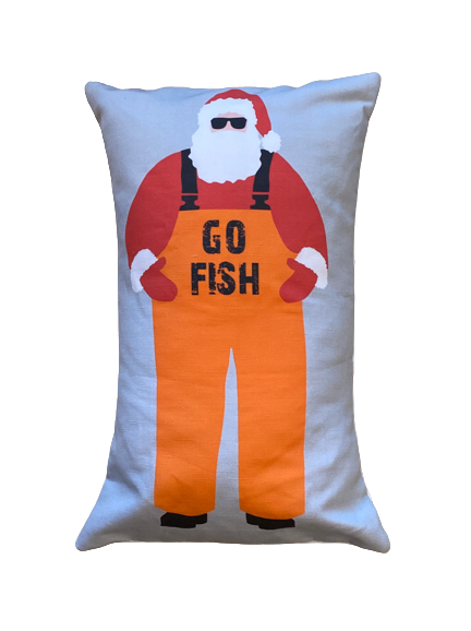 Go fish santa Lumbar Pillow